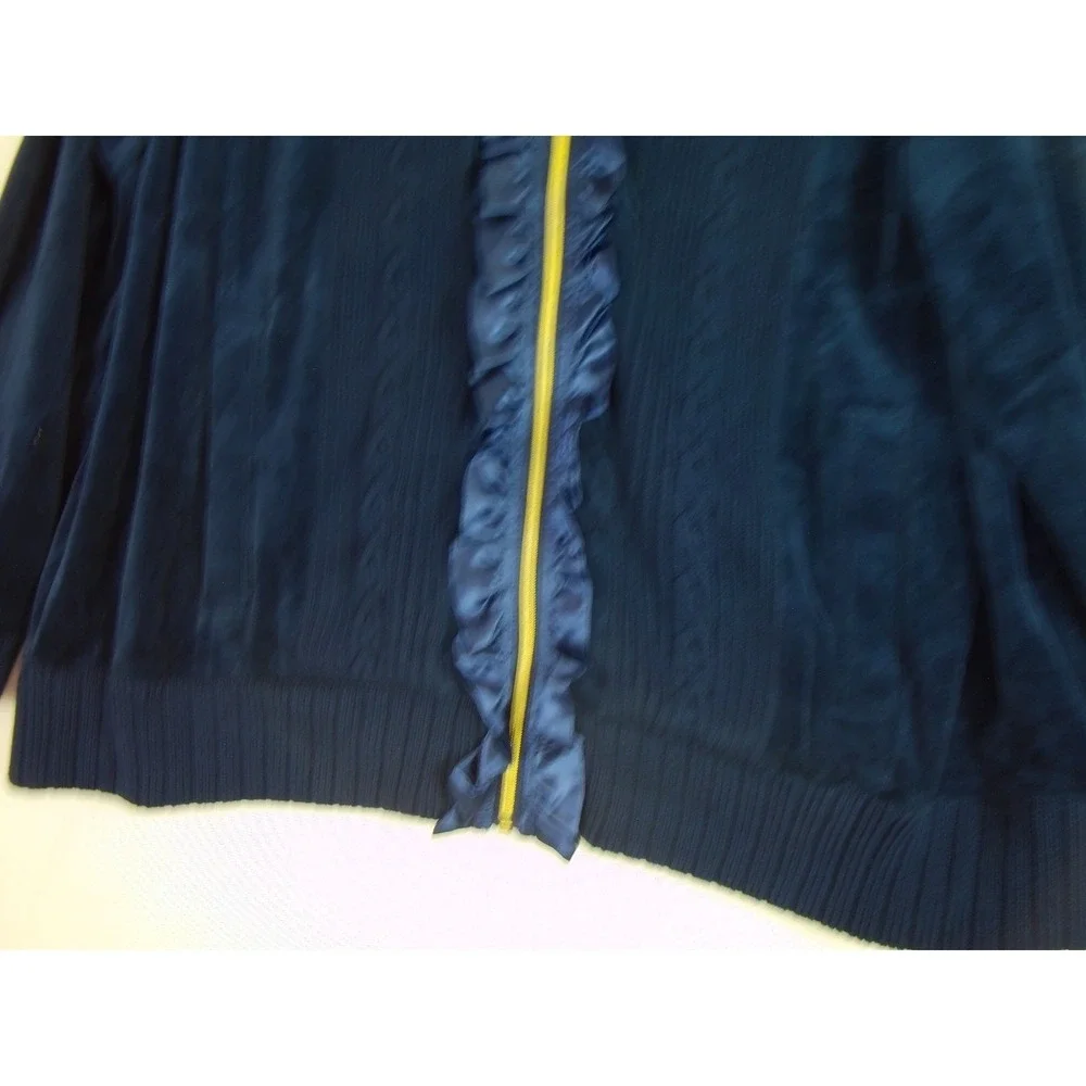 Drapers And Damons Velvet Ruffle Front Jacket 1X Sapphire Blue Grandma Mature‎